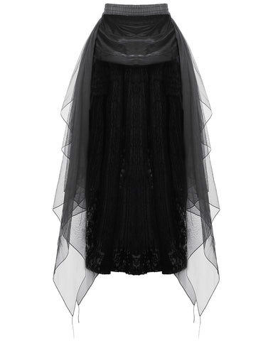 Dark In Love Gothic Burlesque Lace Structured Bustle Lift Skirt