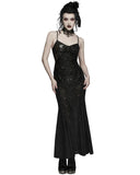 Punk Rave Womens Long Elegant Gothic Lace Inset Applique Maxi Dress
