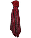 Punk Rave Womens Long Gothic Faux Fur Asymmetric Hooded Winter Cloak - Red