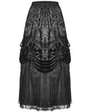 Dark In Love Womens Gothic Courtesan Ruched Velvet & Lace Maxi Skirt