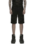 Punk Rave Mens Apocalyptic Punk Studded & Shredded Cutoff Shorts