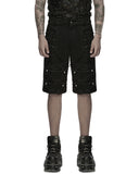 Punk Rave Mens Apocalyptic Punk Studded & Shredded Cutoff Shorts