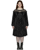 Punk Rave Plus Size Womens Gothic Night Rose Dress - Black Velvet