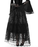 Dark In Love Womens Baroque Gothic Flocked Damask Mesh Maxi Skirt