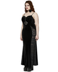 Punk Rave Plus Size Womens Gothic Velvet & Lace Dark Hearts Maxi Dress