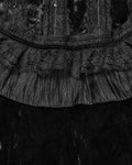 Punk Rave Daily Life Womens Long Gothic Crushed Velvet & Lace Bolero Cape - Black