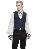 Devil Fashion Mens Gothic Aristocrat Jacquard Tailed Waistcoat - Blue & Black