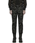 Punk Rave Mens Gothic Aristocrat Embroidered Damask Houndstooth Dress Pants
