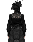 Dark In Love Womens Gothic Baroque Jacquard Velvet Lace Applique Blouse Top