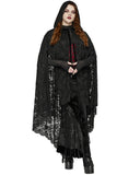 Punk Rave Plus Size Womens Dark Gothic Lace Hooded Cloak Cape