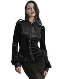 Punk Rave Daily Life Gothic Gradient Velvet Bat Collar Blouse Top - Black