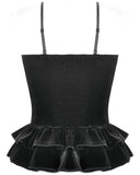 Dark In Love Womens Romantic Gothic Velvet & Lace Crucifix Bustier Cami Vest Top