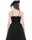 Dark In Love Womens Romantic Gothic Velvet & Lace Crucifix Bustier Cami Vest Top
