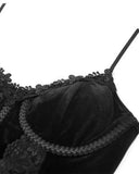 Dark In Love Womens Romantic Gothic Velvet & Lace Crucifix Bustier Cami Vest Top
