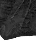 Dark In Love Womens Romantic Gothic Jaquard & Lace Rose Open Shoulder Top