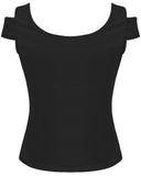 Punk Rave Womens Apocalyptic Gothic Studded Mesh Inset T-Shirt Top