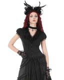 Dark In Love Womens Gothic Crucifix & Rose Blouse Top