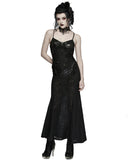 Punk Rave Womens Long Elegant Gothic Lace Inset Applique Maxi Dress