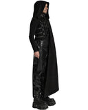 Punk Rave Mens Gothic Dark Knight One-Shoulder 2-Piece Hooded Cloak Cape Black