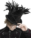 Devil Fashion Mens Beaded & Feathered Gothic Top Hat