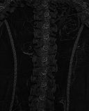 Punk Rave Womens Gorgeous Gothic Embossed Rose Velvet & Lace Blouse Top