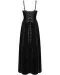 Eva Lady Womens Long Gothic Velvet Beaded Rose Ball Gown Wedding Dress - Black & Red