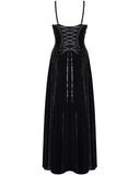 Eva Lady Womens Long Gothic Velvet Beaded Rose Ball Gown Wedding Dress - Black & Red