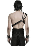 Punk Rave Mens Apocalyptic Punk One Shoulder Strapping Harness - Faux Leather