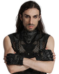 Punk Rave Mens Apocalyptic Punk Tactical Armour Spiked Fingerless Gloves