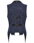 Punk Rave Mens Dark Victorian Gothic Damask Jacquard Waistcoat Vest - Blue