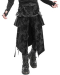 Devil Fashion Mens Apocalyptic Punk Chained Cargo Pocket Half Skirt Kilt