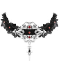 Devil Fashion Womens Gothic Velvet & Lace Choker Collar - Black & Red