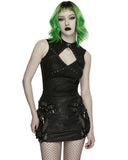 Punk Rave Womens Apocalyptic Gothic Studded Shredded Fishnet Tank Top Vest