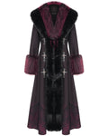 Eva Lady Womens Long Dark Gothic Lolita Winter Coat With Faux Fur Trim