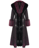 Eva Lady Womens Long Dark Gothic Lolita Winter Coat With Faux Fur Trim