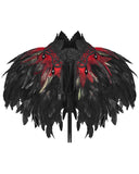 Punk Rave Womens Gothic Burlesque Feathered Shawl Cape - Black & Red
