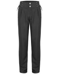 Devil Fashion Mens Tennyson Striped Gothic Lacing Dress Pants - Black