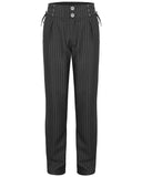 Devil Fashion Mens Tennyson Striped Gothic Lacing Dress Pants - Black