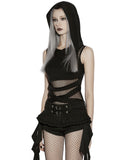 Punk Rave Daily Life Womens Gothic Wasteland Fishnet Contrast Hooded Vest Top