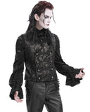 Devil Fashion Mens Regency Gothic Steampunk Paisley Velvet Waistcoat Vest Brown