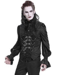 Devil Fashion Mens Gothic Vampire Chained Crucifix Jacquard Waistcoat Vest