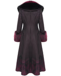 Eva Lady Womens Long Dark Gothic Lolita Winter Coat With Faux Fur Trim