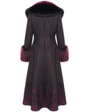 Eva Lady Womens Long Dark Gothic Lolita Winter Coat With Faux Fur Trim