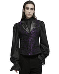 Punk Rave Mens Dark Gothic Skull Jacquard Waistcoat Vest Top Purple & Black