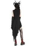 Dark In Love Dark Gothic Cravat Batwing Tailed Dress - Black & Red