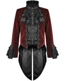 Devil Fashion Athanasius Mens Gothic Tailcoat Jacket - Red & Black Damask