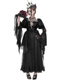 Eva Lady Womens Long Dark Gothic Velvet Lace Up Ball Gown Maxi Dress - Black