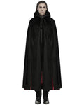 Punk Rave Mens Dark Night Gothic Faux Horsehair Count Cloak - Black & Red