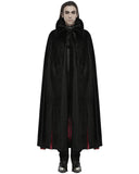 Punk Rave Mens Dark Night Gothic Vampire Faux Horsehair Count Cloak Black & Red