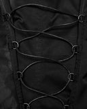 Punk Rave Mens Visual Kei Gothic Asymmetric Chained Waistcoat Vest - Black